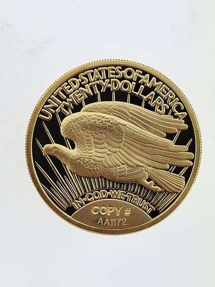 $20 Saint Gaudens Copy, 1 Oz .999 Silver With Gold Plate