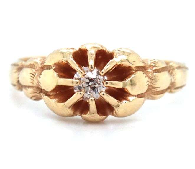Sweet 14K YG Vintage Diamond Ring