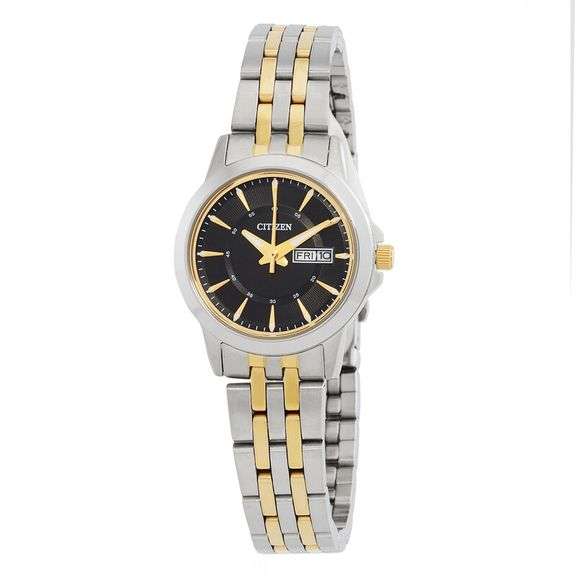 Citizen Quartz Black Dial Two-Tone Ladies Watch