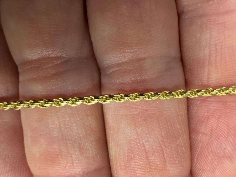 Italian Sterling Silver 2mm Rope Chain Gold Plated Diamond Cut 925 Italy 18"