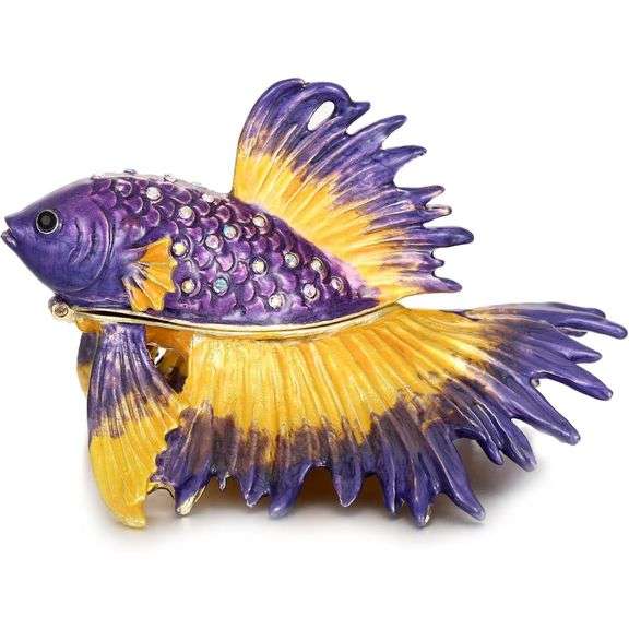 Crowntail Fish Trinket Box Hand Painted