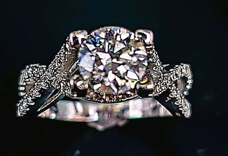 Sparkling 3.25 Ctw VVs1 White Fire Moissanite 2 Band Engagement Ring