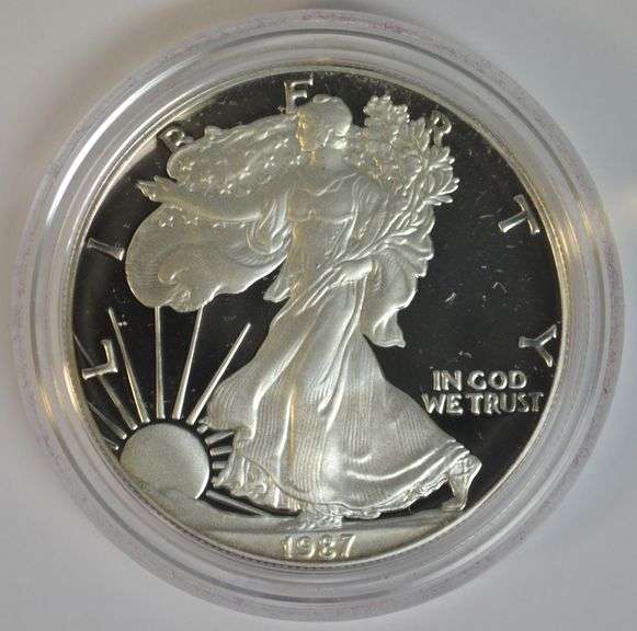 Gem Cameo Proof 1987-S $1 American Silver Eagle in original capsule