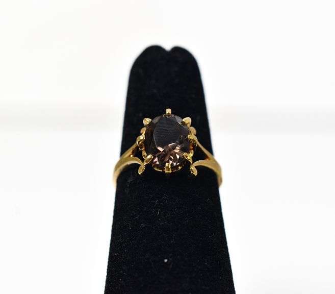Amazing 10K Yellow Gold Smokey Quartz Gemstone Ring