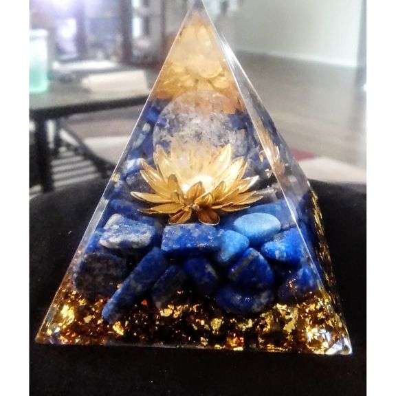White Crystal and Lapis Lazuli Pyramid