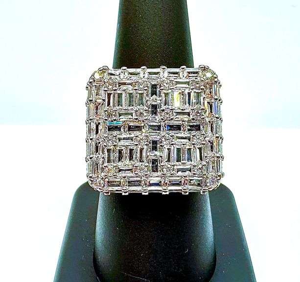 Mens White Gold Plate 6.75 Cttw White CZ Gemstone Ring