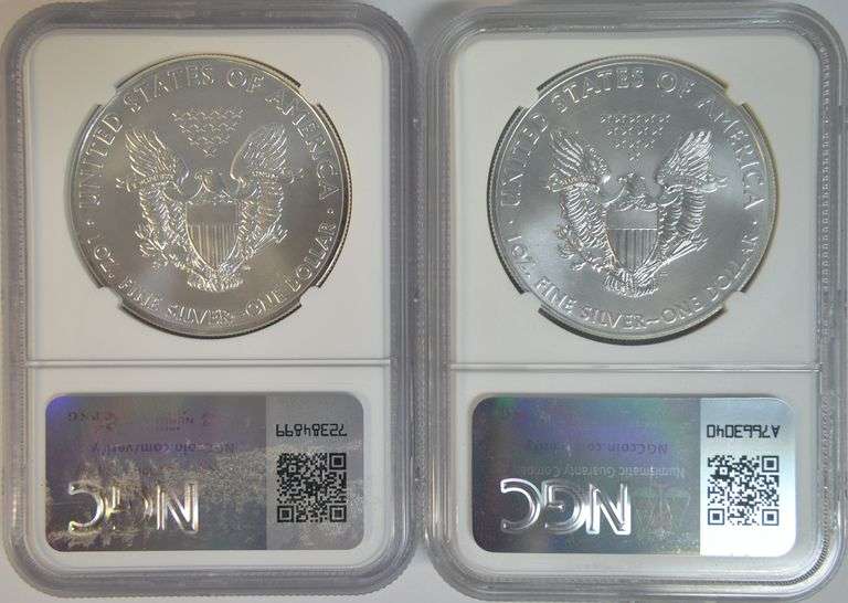 Near Perfect 2012 & 2013 $1 American Silver Eagles. NGC MS69