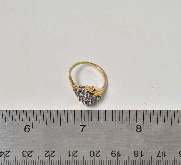 Dazzling 14K Yellow Gold Waterfall Cluster Diamond Ring