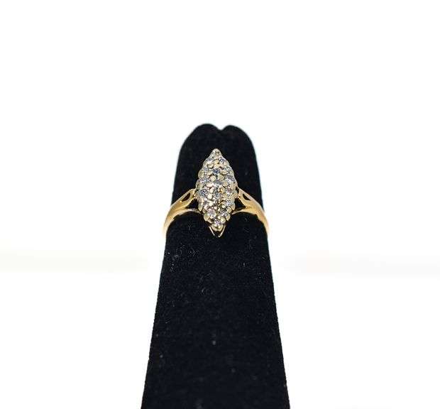 Sparkling 14K Yellow Gold Diamond Cluster Ring
