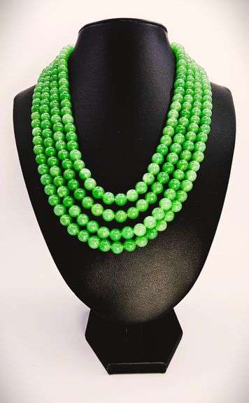Beautiful 896 Cttw Natural Earth Mined 4 Strand Emerald Necklace