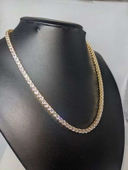 18 Kt. Yellow Gold Plated 36.5 Cttw CZ Tennis Necklace