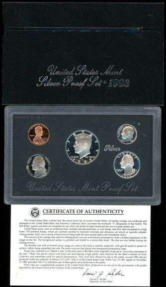 1993 Silver US Proof Set in Box w/CoA