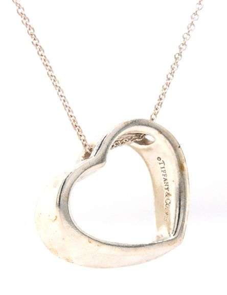 925 Sterling silver Tiffany & Co heart shaped pendant on chain