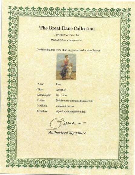 Exclusive Pino 'Affection' Limited Edition Signed Giclee on Canvas