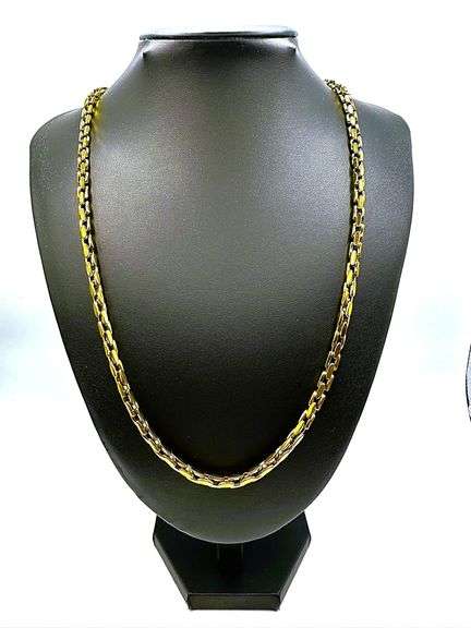 Huge 41.6 Gram 14 Kt Gold Plated Byzantine Rolo Link Chain Necklace