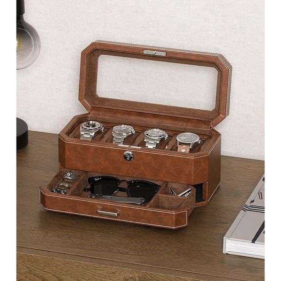 Leather 4 Slot Watch Display Box