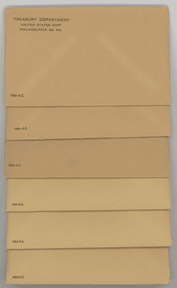 Fresh lot of 6 UNOPENED Silver Proof Sets: 3 1959 and 3 1961