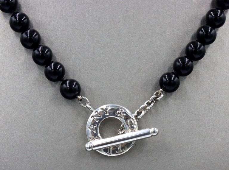 Tiffany & Co black onyx beads necklace with toggle clasp