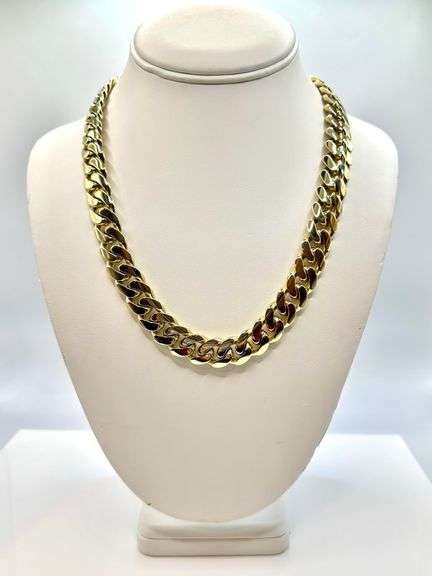 Huge 141.1 Gram 14 Kt Yellow Gold Plate Cuban Curb Link Chain Necklace