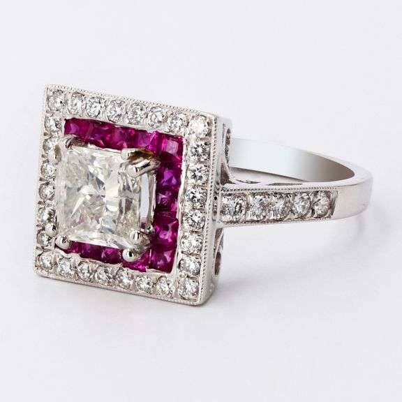 PLATINUM DIAMOND AND RUBY RING 1.72 C.T.W.