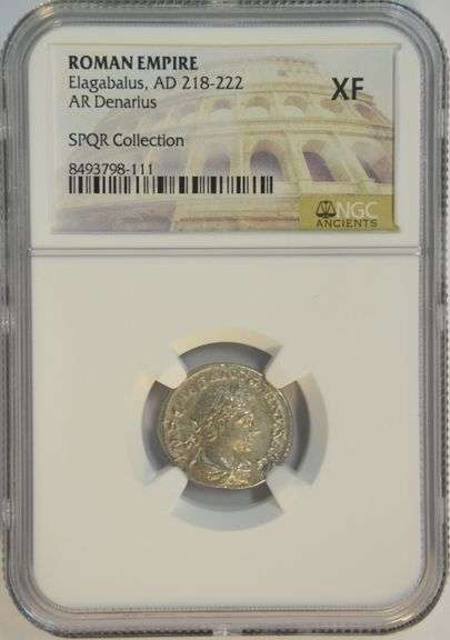 Real Nice Elagabalus Roman Silver Denarius, 218-222 AD. NGC XF