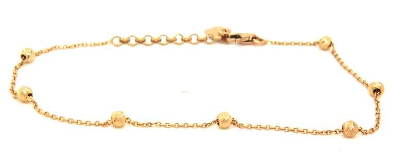 18kt Yellow gold 7.5-inch gold bead station bracelet