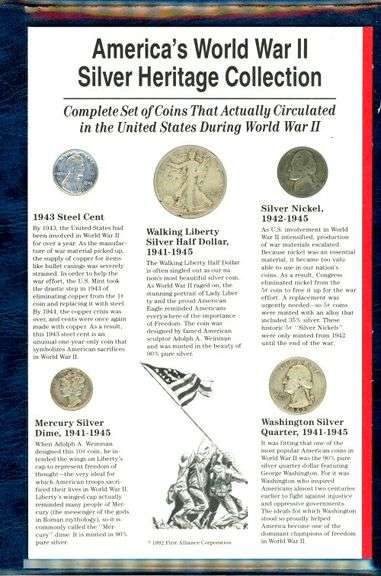 America's WWII Silver Heritage Collection Coins in Folio