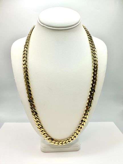 Huge 103.7 Gram 14 Kt Gold Plated Cuban Curb Link Necklace
