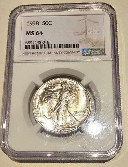 1938 Walking Liberty Half NGC MS 64