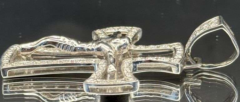 14K WHITE GOLD 1.75CTW NATURAL DIAMOND CRUCIFIX CROSS PENDANT