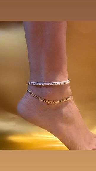 Beautiful Yellow Gold Plated Textured Cuban Link Ankle Bracelet