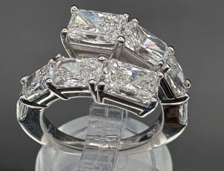 14K WHITE GOLD 6.20CTW RADIANT CUT LAB DIAMOND RING