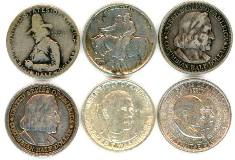 6 Different Commemorative Half Dollars from circ to BU