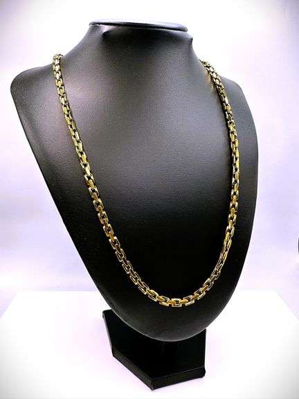 Huge 41.6 Gram 14 Kt Gold Plated Byzantine Rolo Link Chain Necklace