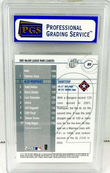 Alex Rodriguez 2002 Run Leaders Baseball Card, 9 Mint