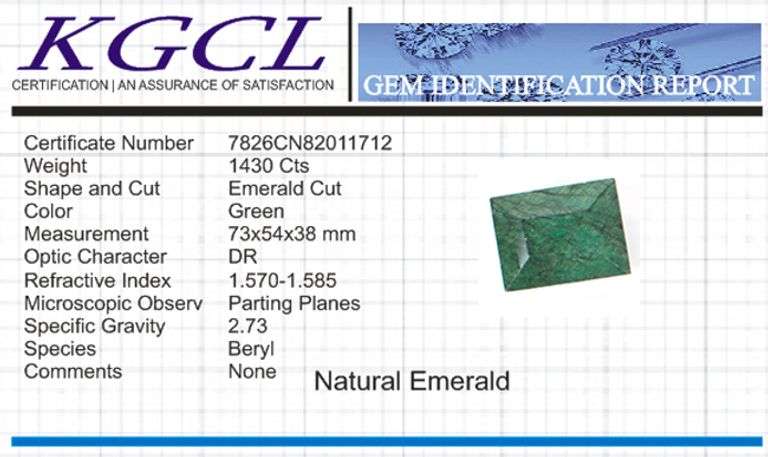 Huge Mined From The Earth Certified 1430 Ct Natural Green Emerald Solitaire