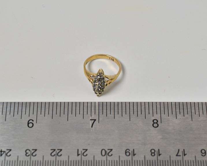 Sparkling 14K Yellow Gold Diamond Cluster Ring