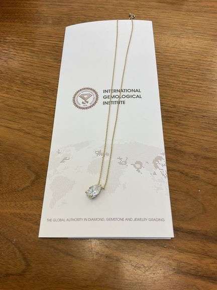 BRAND NEW I.G.I CERTIFIED 14K YELLOW GOLD DIAMOND NECKLACE