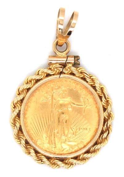 In Demand 1993 $5 Gold Piece Coin Pendant