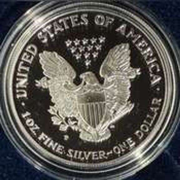 Best Date1994 P Silver Eagle with box and paper.