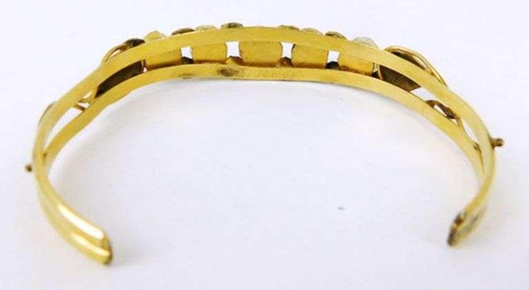 Vintage Navajo Gold Filled Turquoise Cuff Bracelet