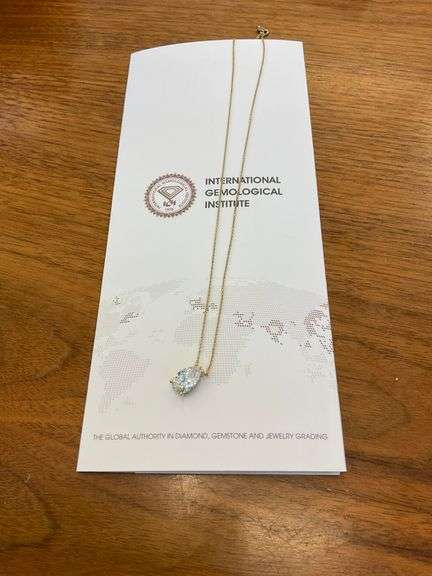BRAND NEW 14K Yellow Gold Pear Cut Diamond Solitaire Pendant Necklace