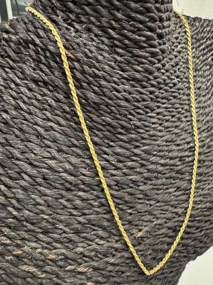 Italian Sterling Silver 2mm Rope Chain Gold Plated Diamond Cut 925 Italy 18"