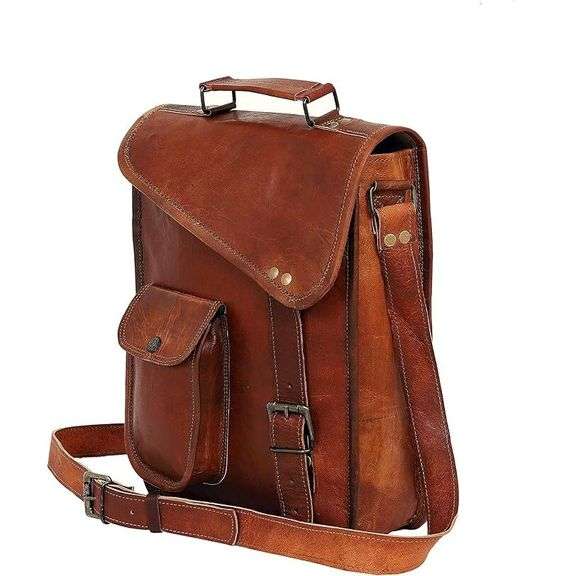 Distressed Genuine Leather Messenger Satchel