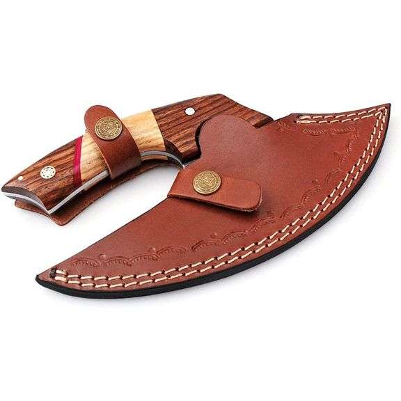 Hand Forged Damascus Steel Rosewood and Olive Wood Handle