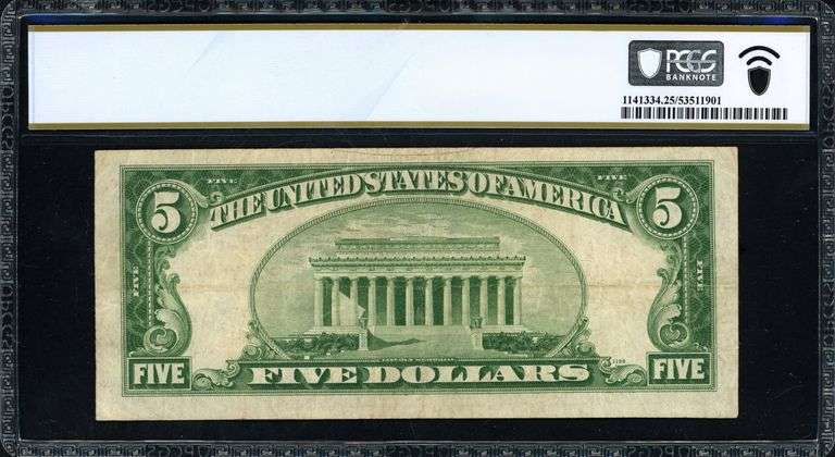 1934A $5 Silver Certificate Fr. 1651 (JA Block) Julian/Morgenthau PCGS Very Fine 25