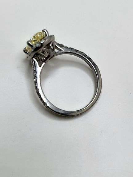 Superb 18KT White Gold 2.07 Carat Certified Fancy Intense Yellow Lab Diamond Ring