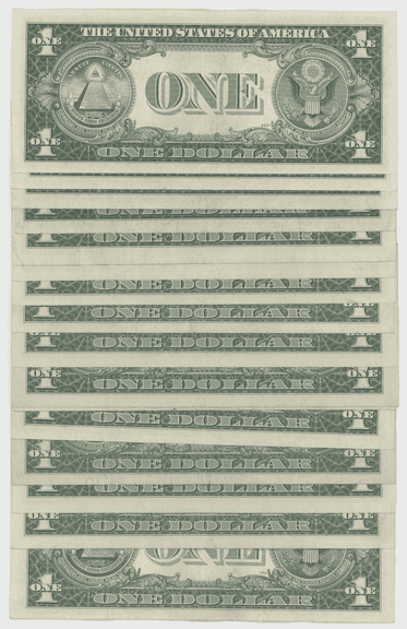 16 Mixed 1935 & 1957 Series $1 Blue Seal Silver Certificates. AU/CU