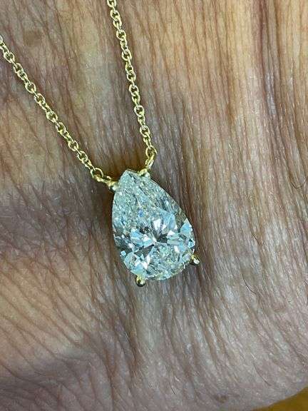 I.G.I CERTIFIED 4.00 CARATS LAB GROWN DIAMOND NECKLACE14K YELLOW GOLD