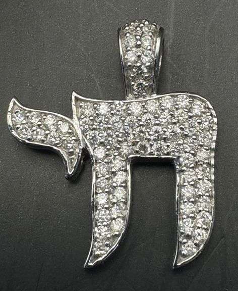 14K WHITE GOLD 0.80CTW NATURAL DIAMOND "HI LIFE" PENDANT